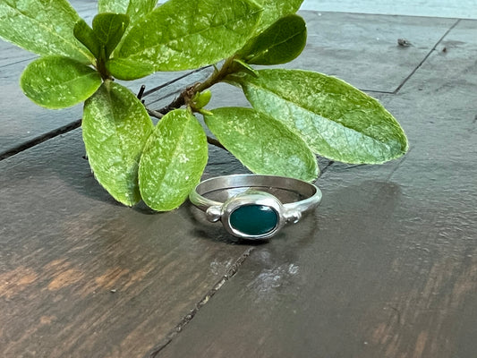Sterling Silver and Green Onyx Ring