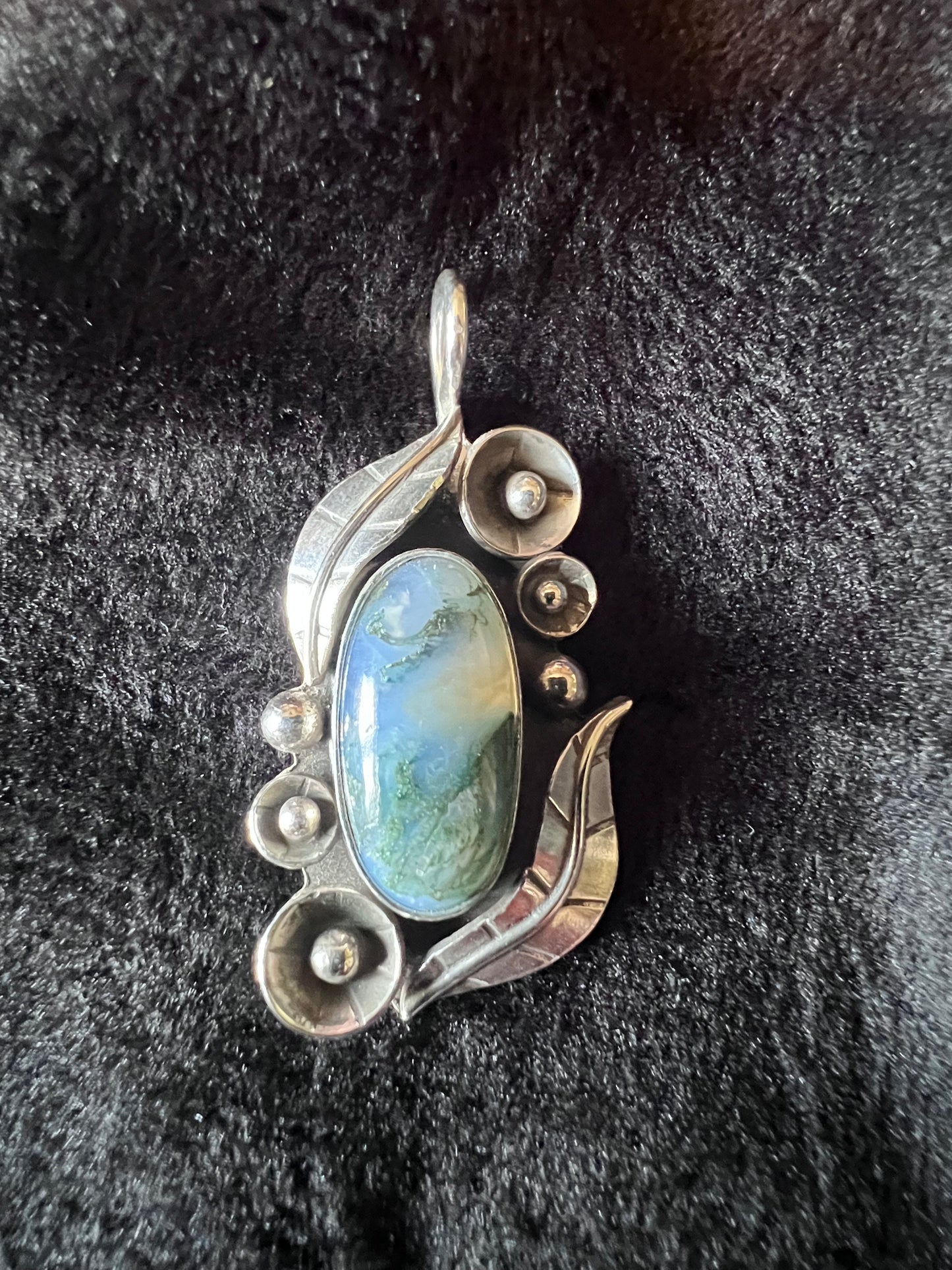 Sterling Silver and Moss Agate Pendant