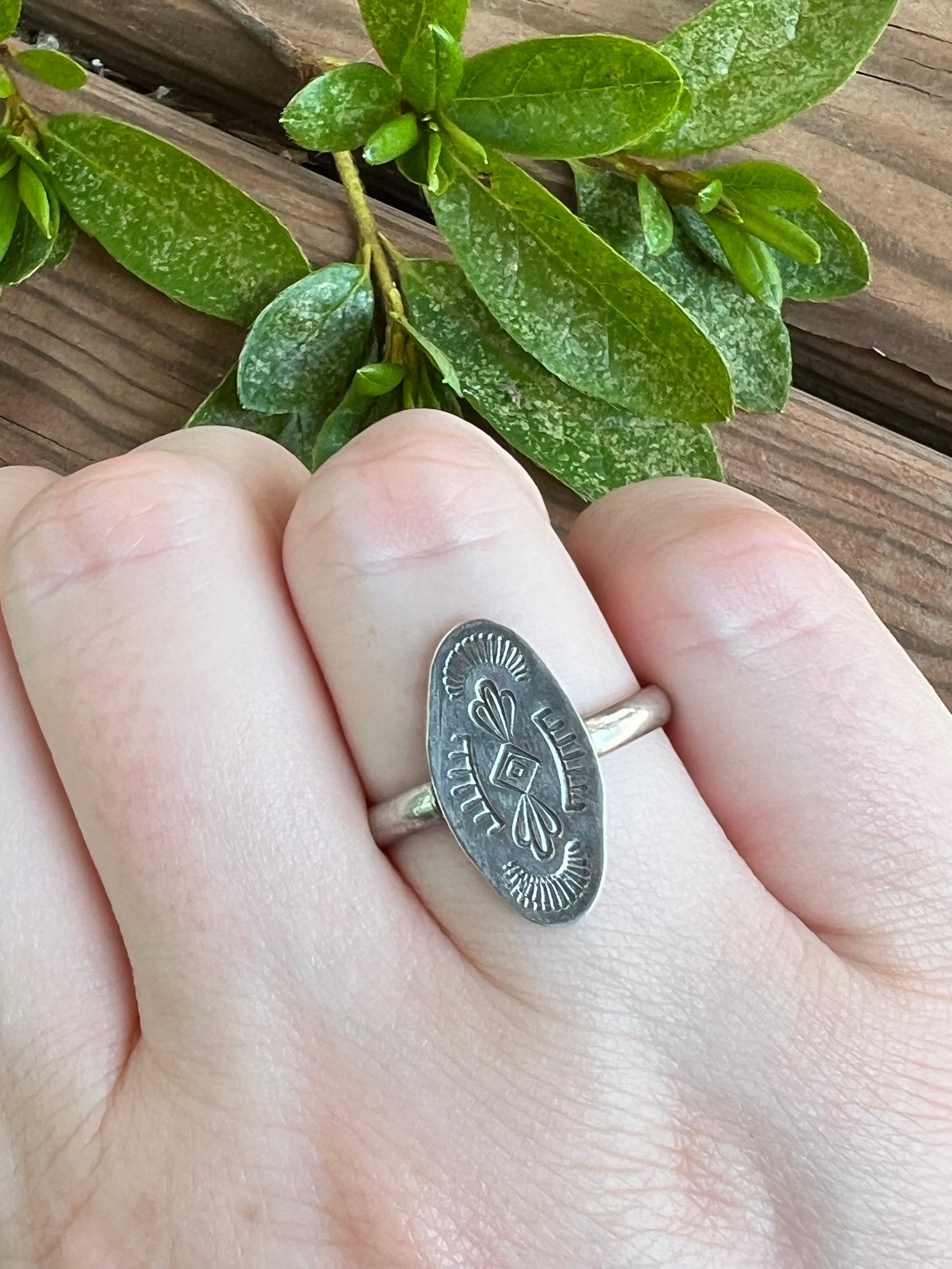 Sterling Silver Stamped Design Ring