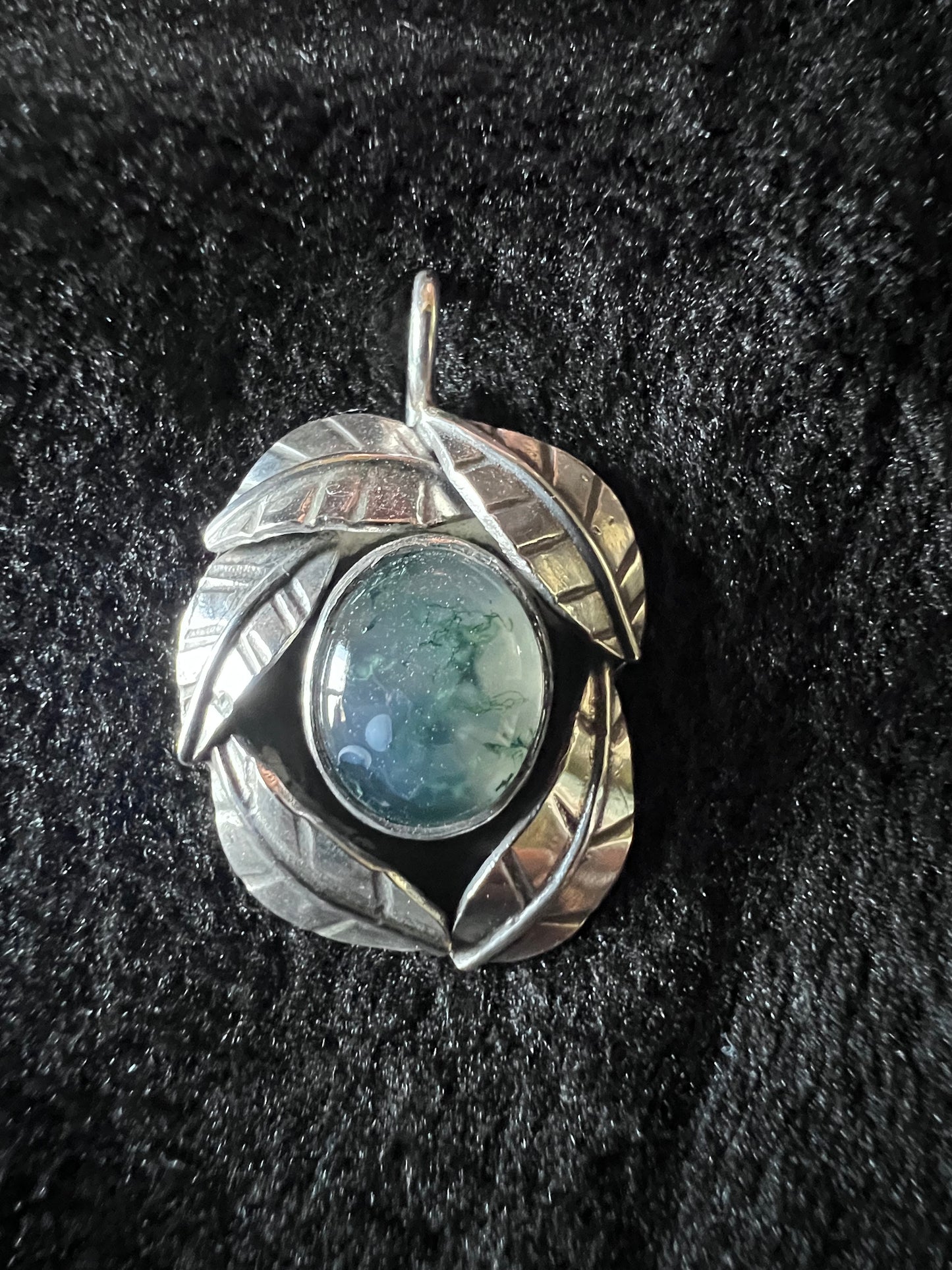 Sterling Silver and Moss Agate Pendant