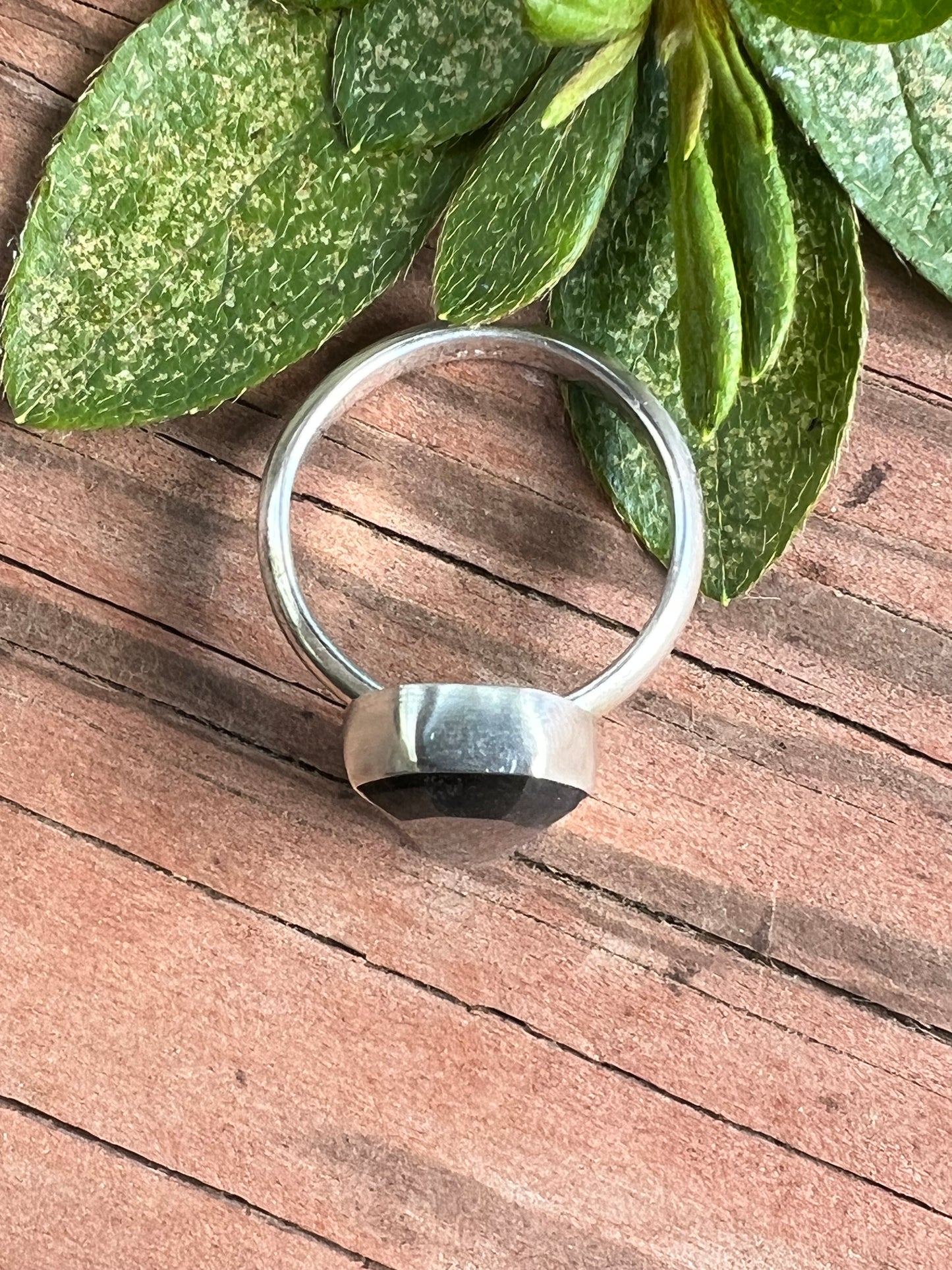 Sterling Silver and Silver Sheen Obsidian Coffin Ring