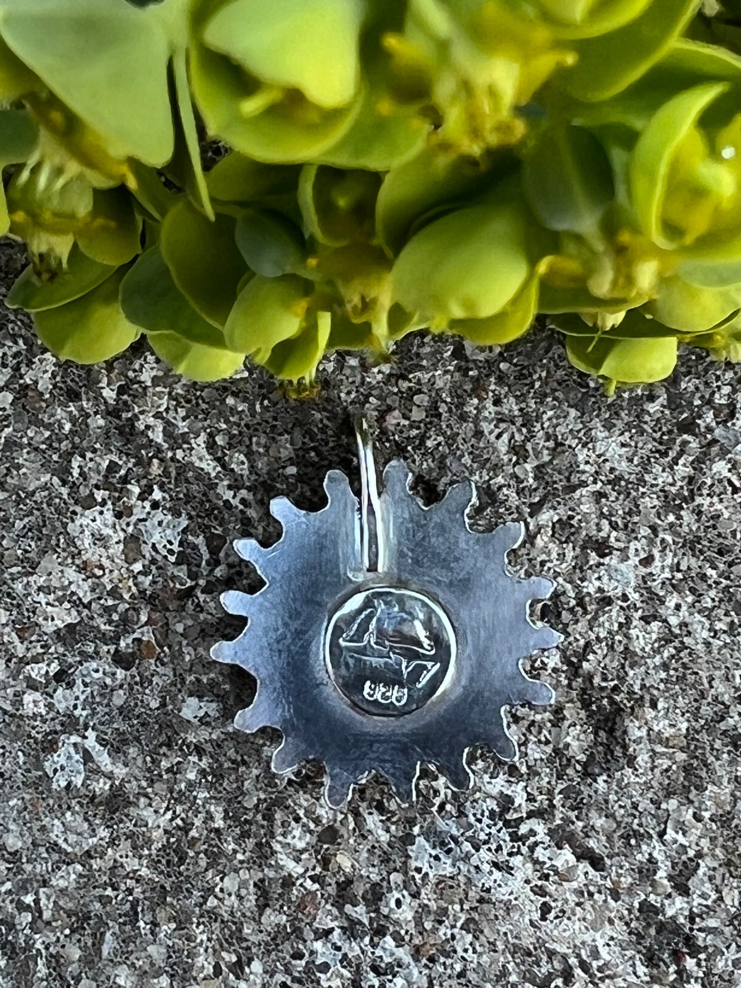 Sterling Silver and Biggs Jasper Sunburst Pendant