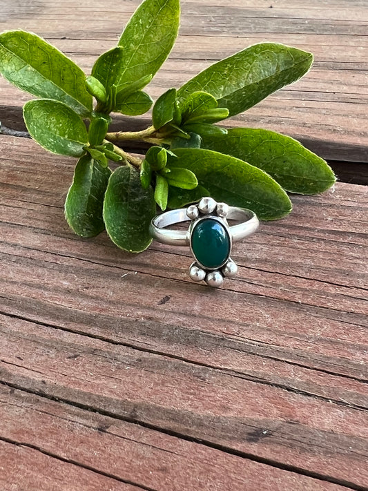 Sterling Silver and Green Onyx Ring