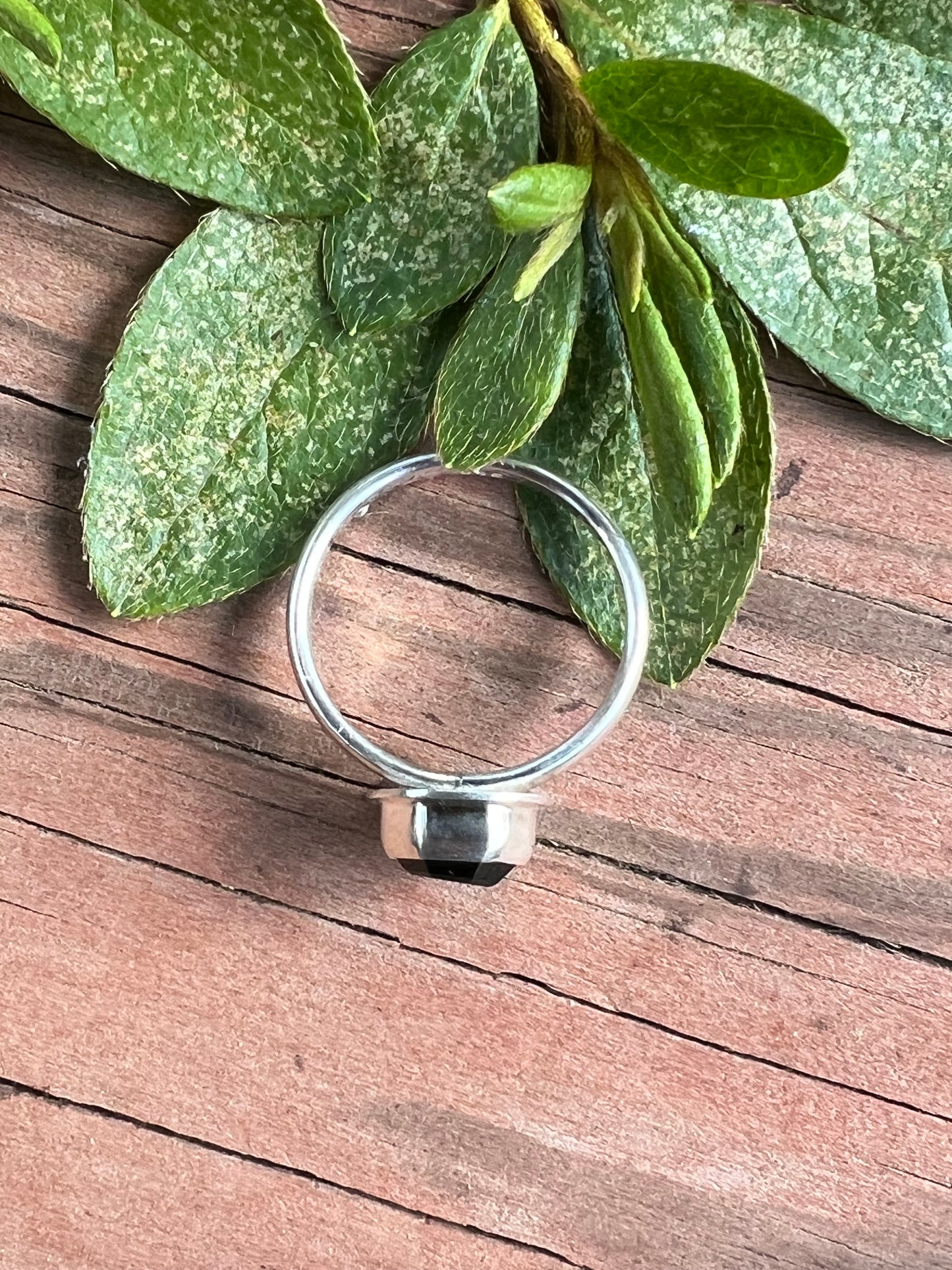 Sterling Silver and Black Onyx Coffin Ring