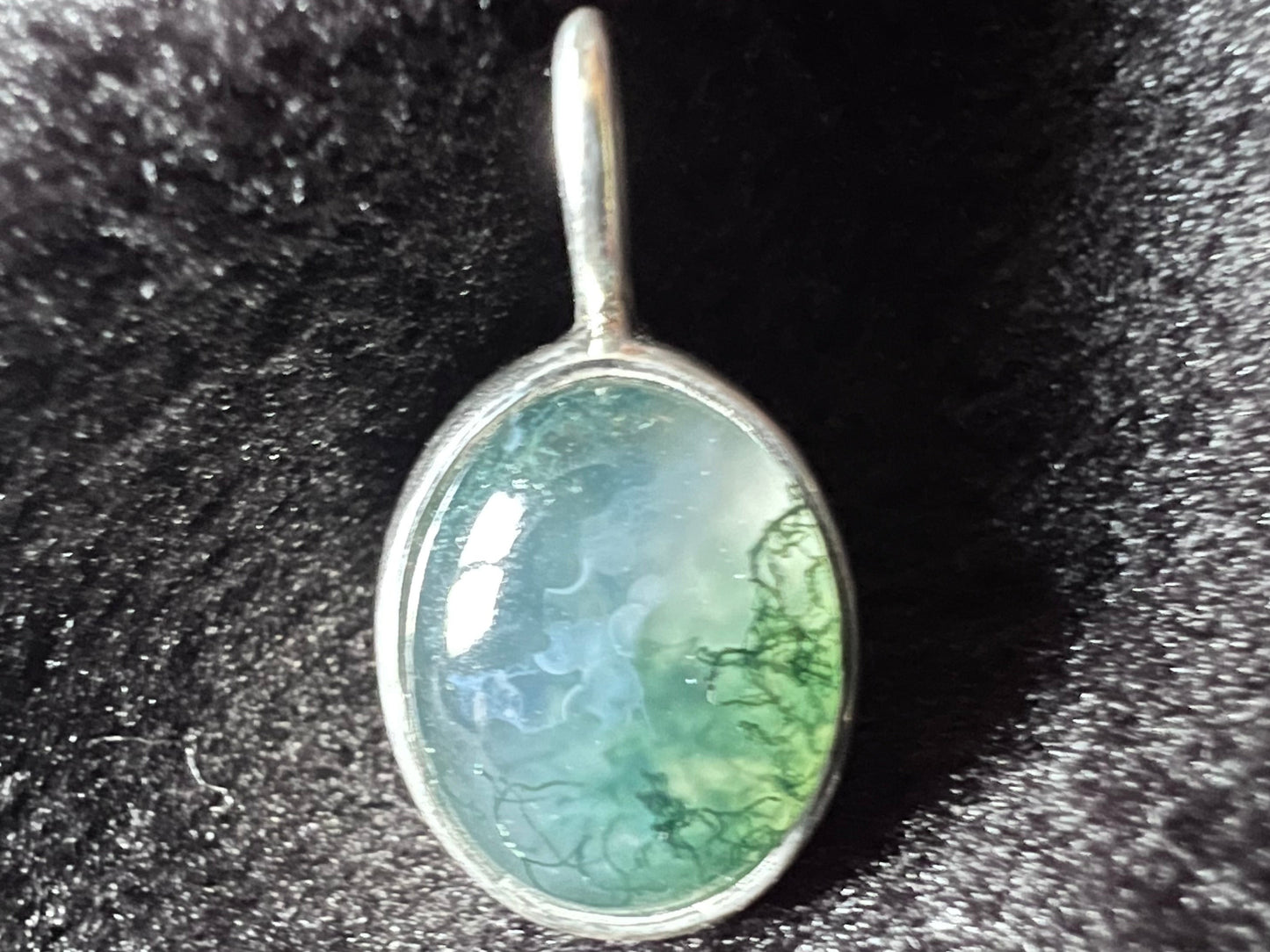 Sterling Silver and Moss Agate Pendant